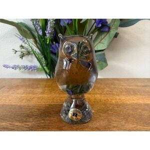 Reijmyre Sweden Art Glass Owl‎ Smoky Brown Scandinavian Figurine Woodland Animal